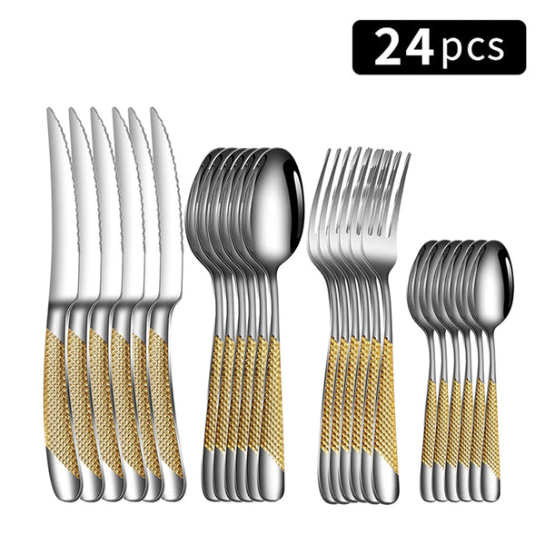 Steel Family Dinner Tableware Set